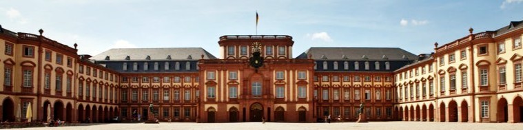 Mannheim Palace courtyard under a blue sky